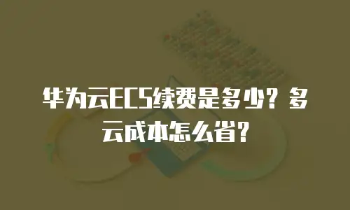 华为云ECS续费是多少？多云成本怎么省？