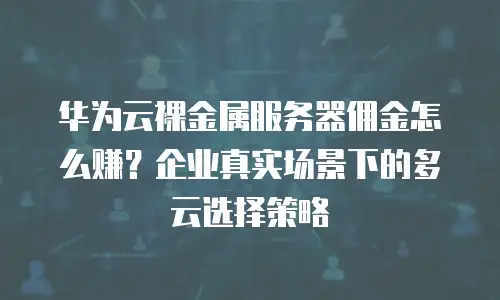 华为云裸金属服务器佣金怎么赚？企业真实场景下的多云选择策略