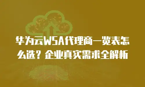 华为云WSA代理商一览表怎么选？企业真实需求全解析