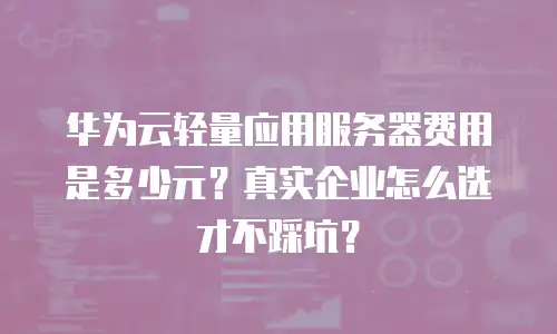华为云轻量应用服务器费用是多少元？真实企业怎么选才不踩坑？