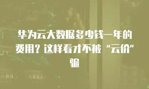 华为云大数据多少钱一年的费用？这样看才不被“云价”骗