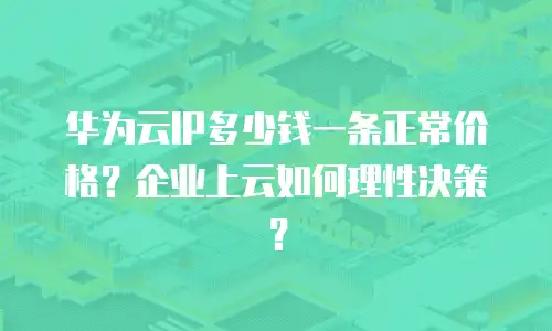 华为云IP多少钱一条正常价格？企业上云如何理性决策？