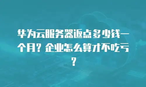 华为云服务器返点多少钱一个月？企业怎么算才不吃亏？