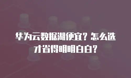 华为云数据湖便宜？怎么选才省得明明白白？