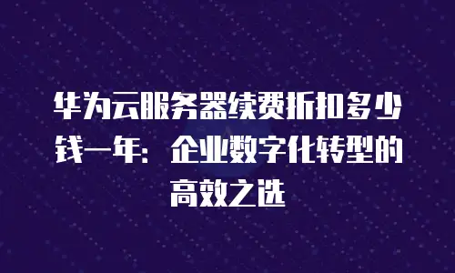 华为云服务器续费折扣多少钱一年：企业数字化转型的高效之选