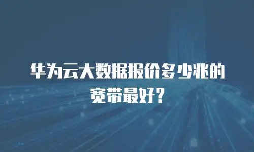 华为云大数据报价多少兆的宽带最好？