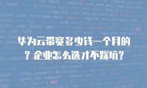 华为云带宽多少钱一个月的？企业怎么选才不踩坑？