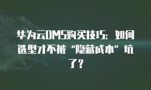 华为云DMS购买技巧：如何选型才不被&ldquo;隐藏成本&rdquo;坑了？