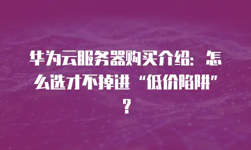 华为云服务器购买介绍：怎么选才不掉进&ldquo;低价陷阱&rdquo;？