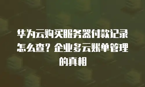 华为云购买服务器付款记录怎么查？企业多云账单管理的真相