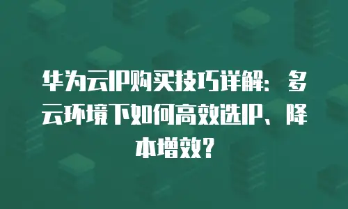 华为云IP购买技巧详解：多云环境下如何高效选IP、降本增效？