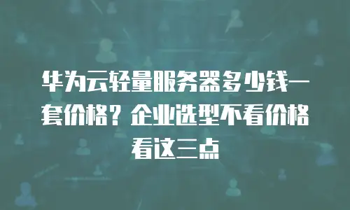 华为云轻量服务器多少钱一套价格？企业选型不看价格看这三点