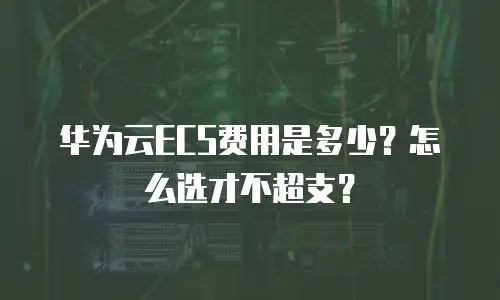 华为云ECS费用是多少？怎么选才不超支？