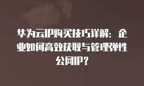 华为云IP购买技巧详解：企业如何高效获取与管理弹性公网IP？
