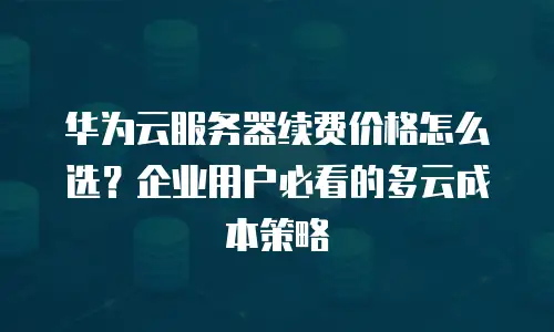 华为云服务器续费价格怎么选？企业用户必看的多云成本策略