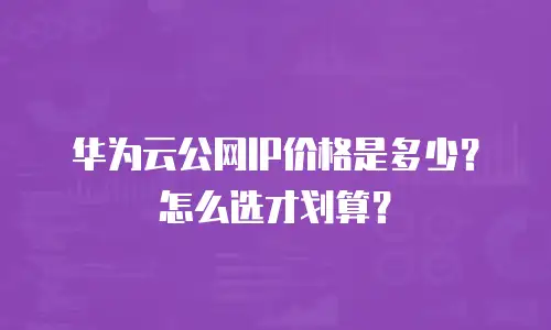 华为云公网IP价格是多少？怎么选才划算？
