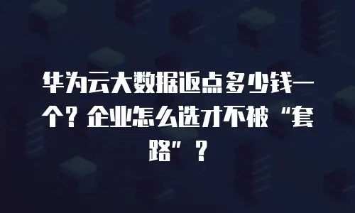 华为云大数据返点多少钱一个？企业怎么选才不被&ldquo;套路&rdquo;？