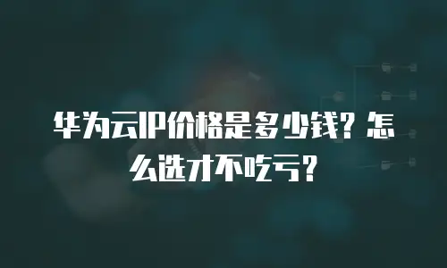 华为云IP价格是多少钱？怎么选才不吃亏？
