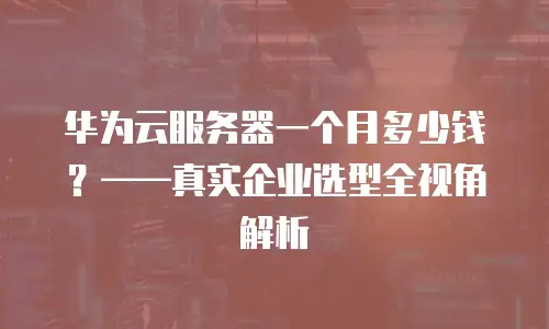 华为云服务器一个月多少钱？&mdash;&mdash;真实企业选型全视角解析