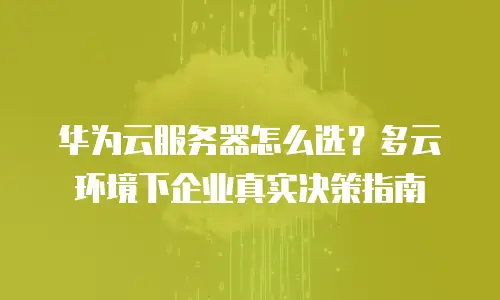 华为云服务器怎么选？多云环境下企业真实决策指南