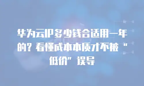 华为云IP多少钱合适用一年的？看懂成本本质才不被&ldquo;低价&rdquo;误导