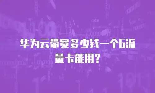 华为云带宽多少钱一个G流量卡能用？