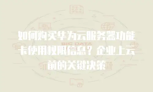 如何购买华为云服务器功能卡使用权限信息？企业上云前的关键决策