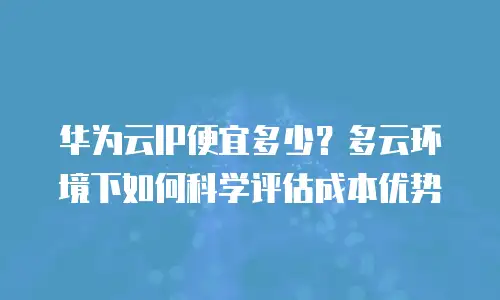 华为云IP便宜多少？多云环境下如何科学评估成本优势