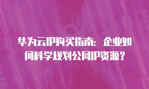 华为云IP购买指南：企业如何科学规划公网IP资源？