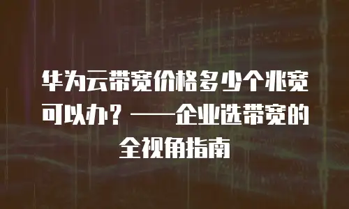 华为云带宽价格多少个兆宽可以办？&mdash;&mdash;企业选带宽的全视角指南