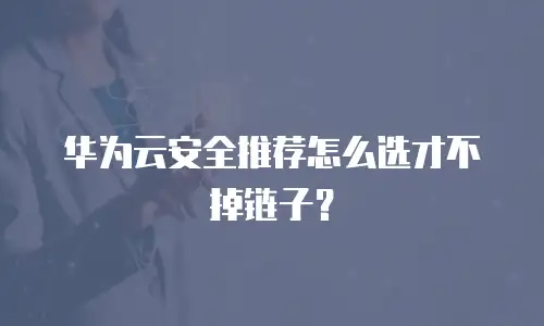华为云安全推荐怎么选才不掉链子？