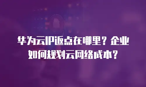 华为云IP返点在哪里？企业如何规划云网络成本？