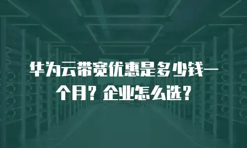 华为云带宽优惠是多少钱一个月？企业怎么选？
