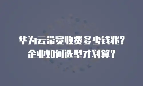 华为云带宽收费多少钱兆？企业如何选型才划算？