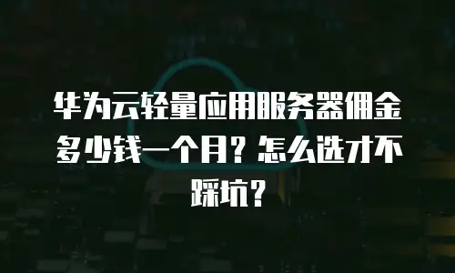 华为云轻量应用服务器佣金多少钱一个月？怎么选才不踩坑？