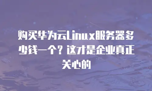 购买华为云Linux服务器多少钱一个？这才是企业真正关心的