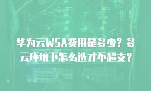 华为云WSA费用是多少？多云环境下怎么选才不超支？
