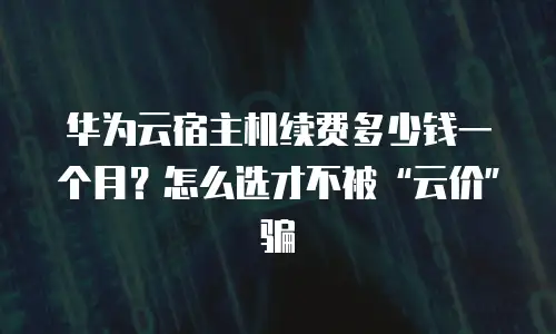 华为云宿主机续费多少钱一个月？怎么选才不被&ldquo;云价&rdquo;骗