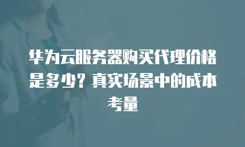 华为云服务器购买代理价格是多少？真实场景中的成本考量