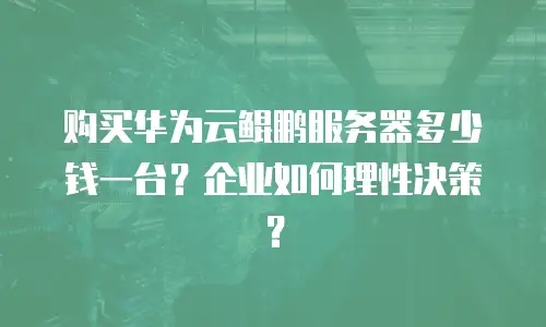 购买华为云鲲鹏服务器多少钱一台？企业如何理性决策？