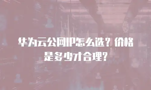 华为云公网IP怎么选？价格是多少才合理？