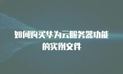 如何购买华为云服务器功能的实例文件