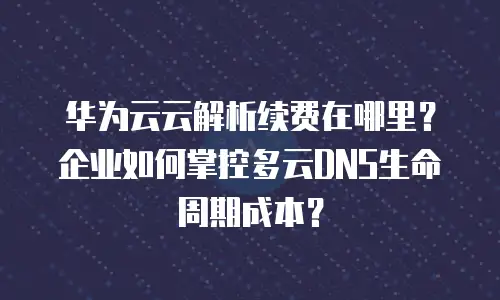 华为云云解析续费在哪里？企业如何掌控多云DNS生命周期成本？