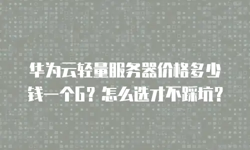 华为云轻量服务器价格多少钱一个G？怎么选才不踩坑？