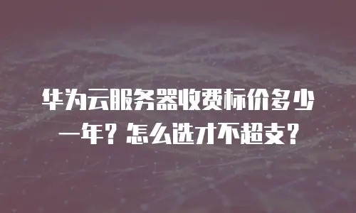 华为云服务器收费标价多少一年？怎么选才不超支？