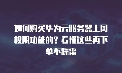 如何购买华为云服务器上网权限功能的？看懂这些再下单不踩雷