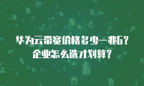 华为云带宽价格多少一兆G？企业怎么选才划算？