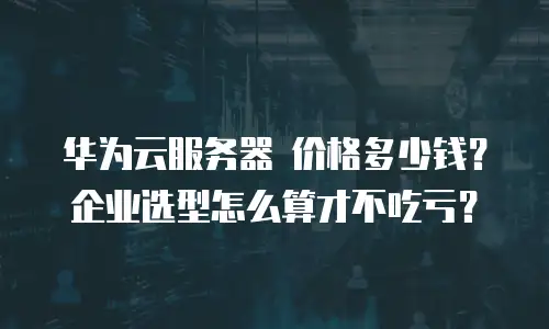 华为云服务器 价格多少钱？企业选型怎么算才不吃亏？