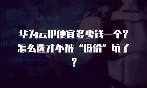 华为云IP便宜多少钱一个？怎么选才不被&ldquo;低价&rdquo;坑了？