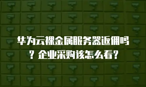华为云裸金属服务器返佣吗？企业采购该怎么看？